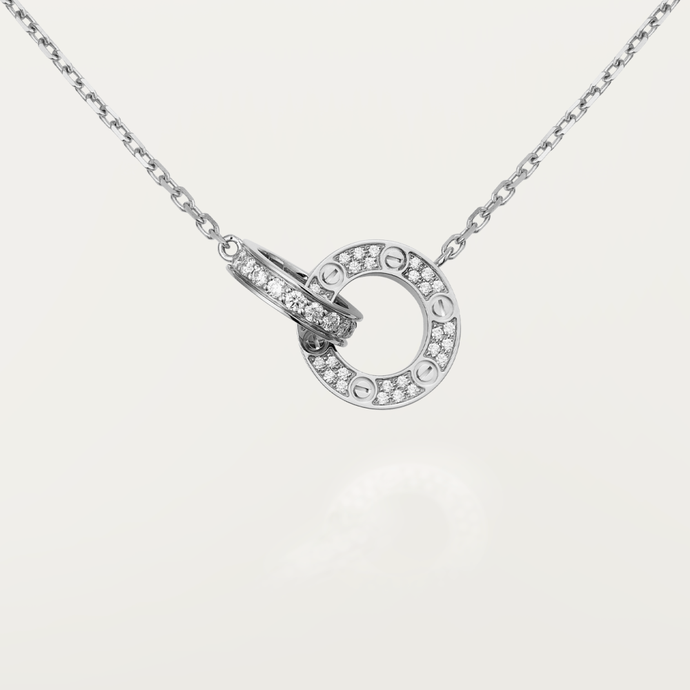 Miro LOVE 7.6MM NECKLACE ROSE GOLD AND SILVER FULL DIAMOND