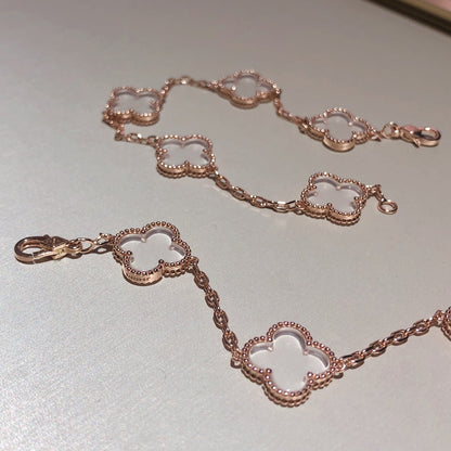 [Miro ]New CLOVER 5 MOTIF ROCK CRYSTAL BRACELET