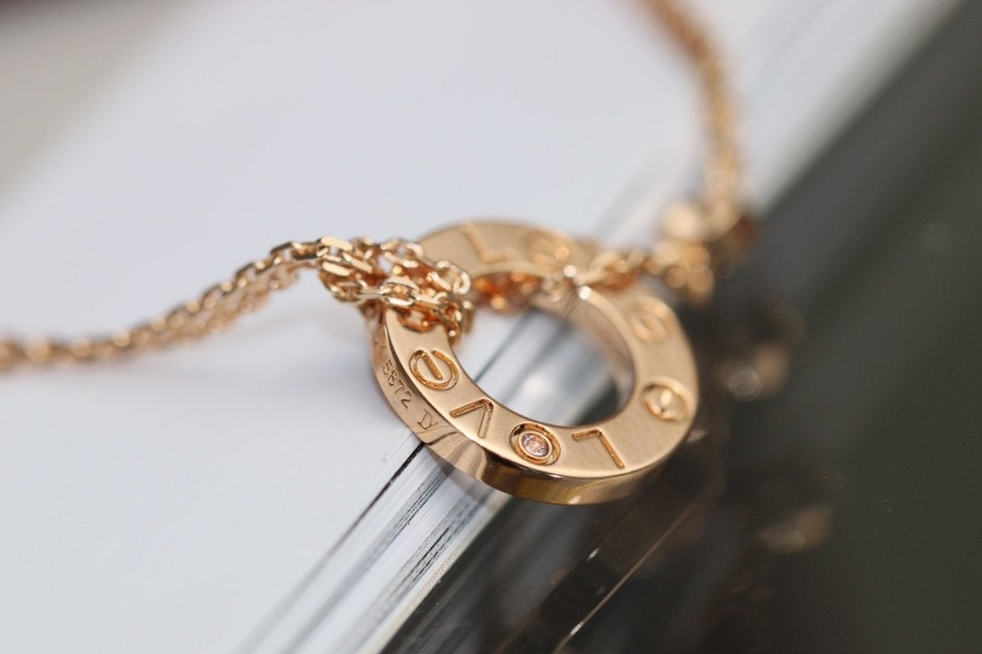 Miro LOVE NECKLACE ADJUSTABLE ROSE GOLD 2 DIAMOND