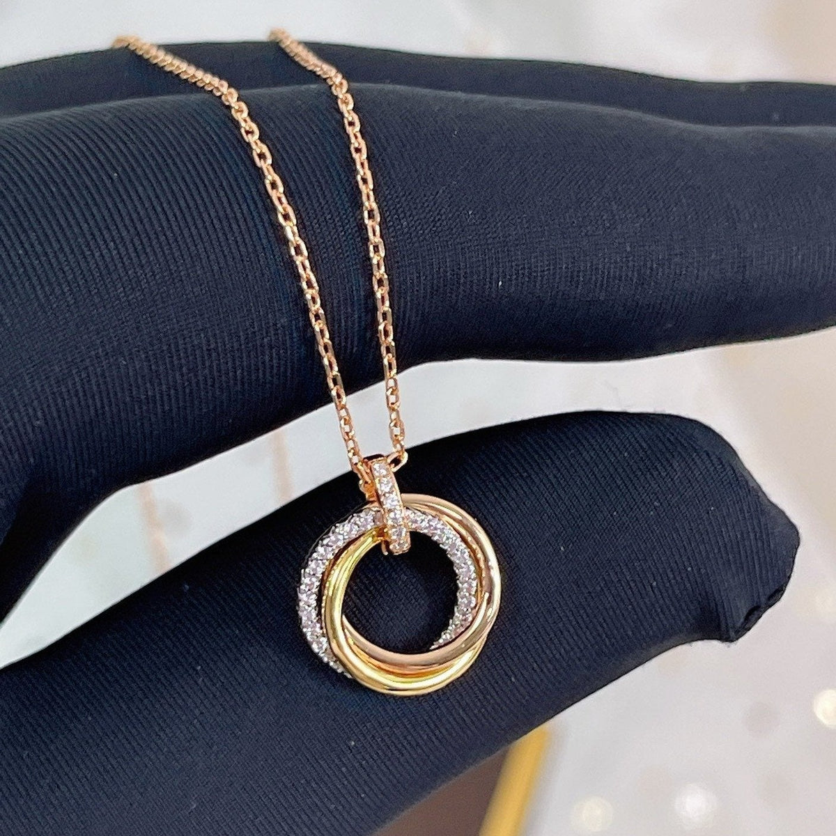 Miro TRINITY NECKLACE SILVER GOLD PINK GOLD DIAMONDS