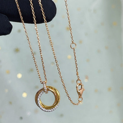 Miro TRINITY NECKLACE SILVER GOLD PINK GOLD DIAMONDS