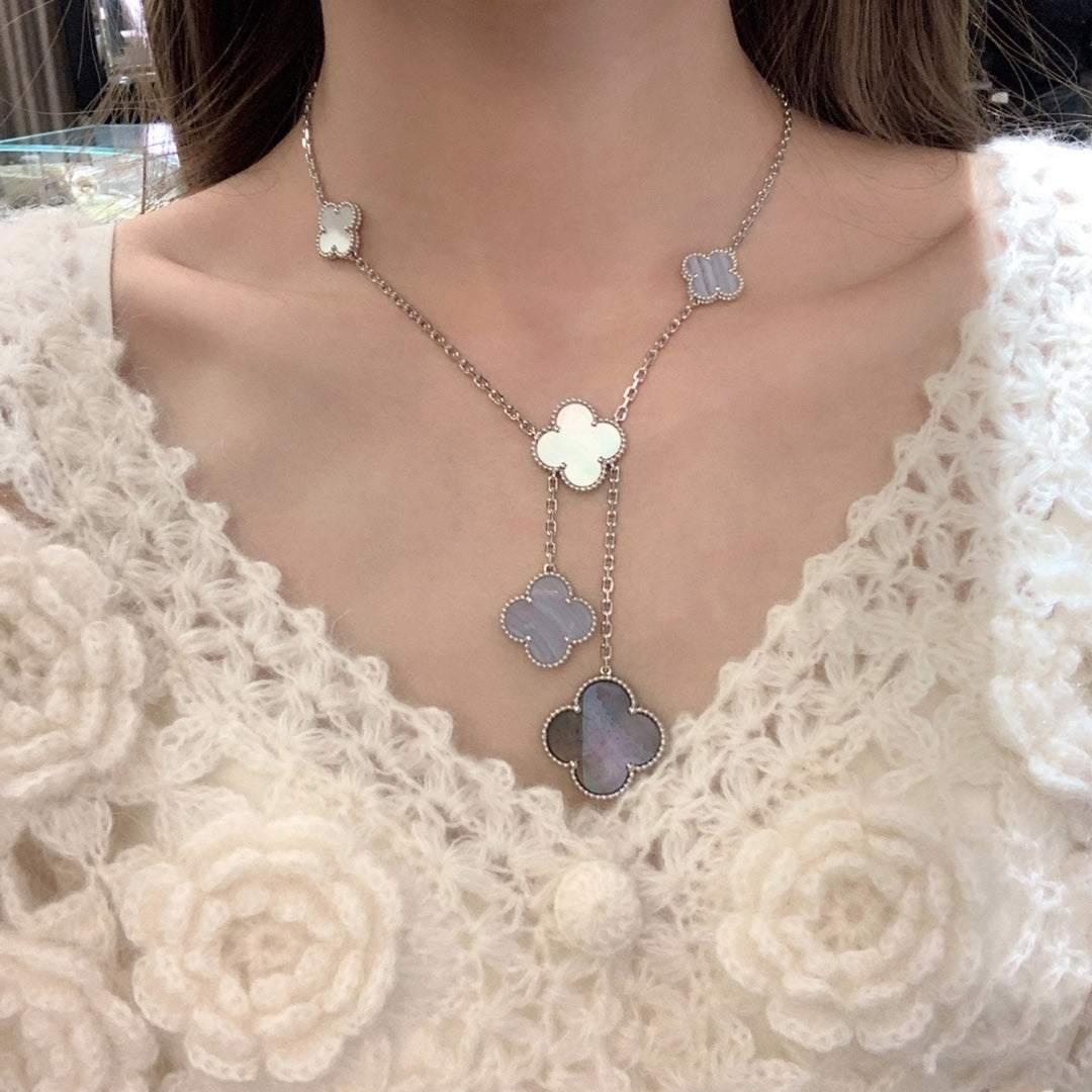 Miro クローバー モップ カルセドニー ネックレス シルバー 6モチーフ