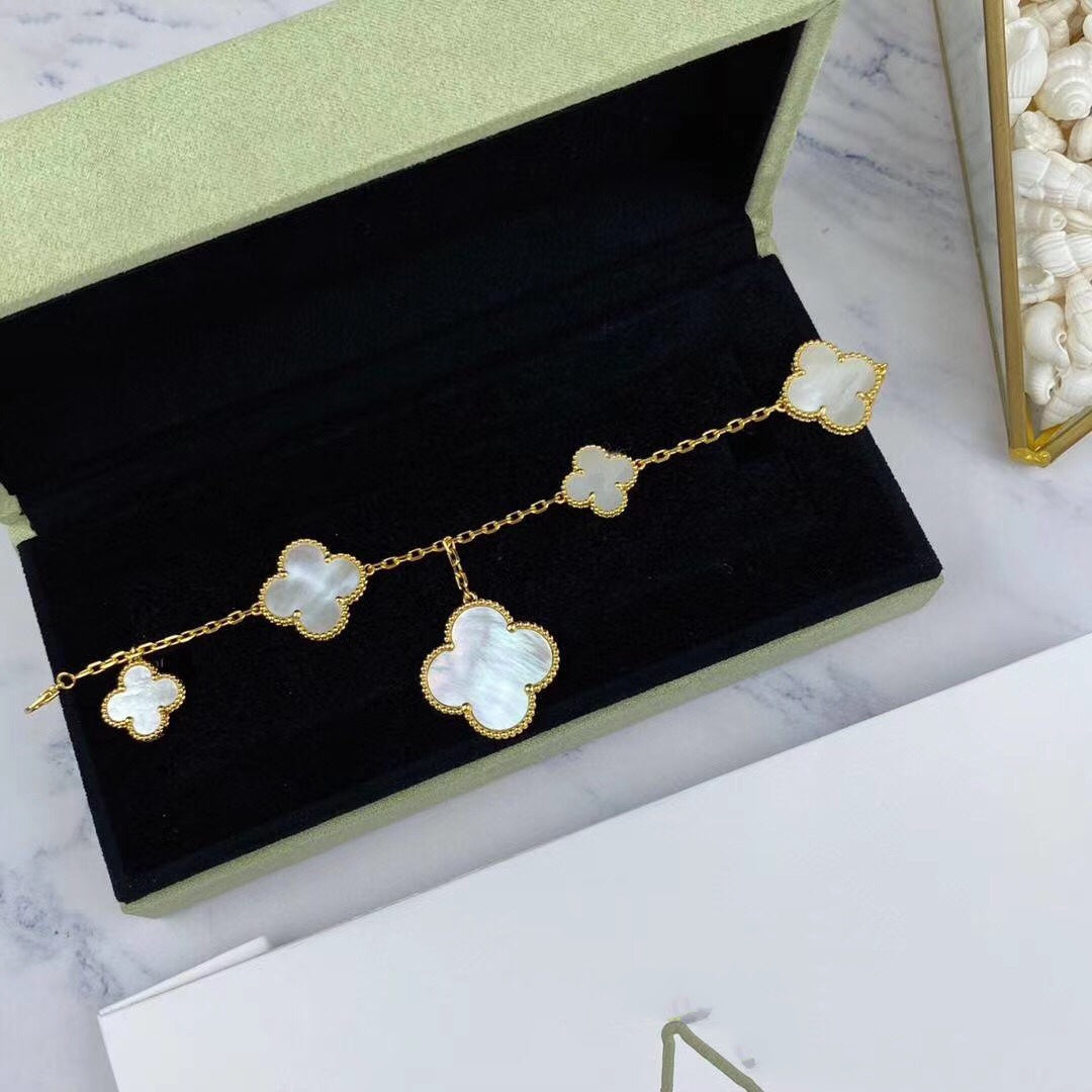 Miro MAGIC CLOVER MOP GOLD BRACELET 5 MOTIFS