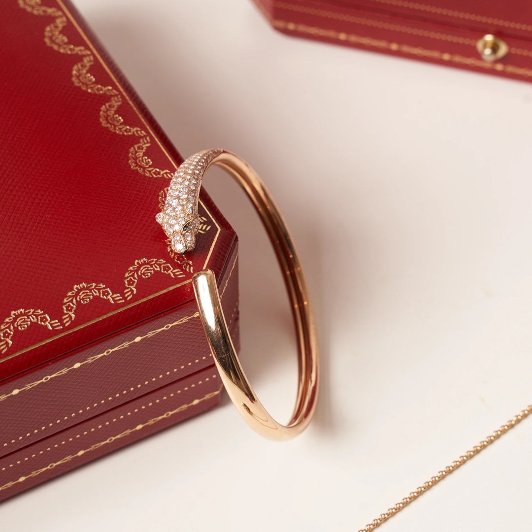 Miro PANTHERE ROSE GOLD DIAMOND OPEN BRACELET
