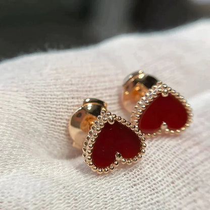 Miro HEART CARNELIAN STUD EARRINGS