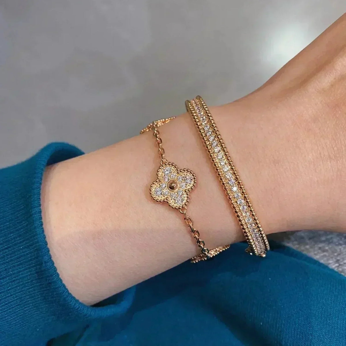 [Miro ] New  CLOVER 5 MOTIF FULL DIAMOND BRACELET COLLECTION
