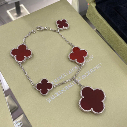 Miro CLOVER 5 MOTIFS SIVLER CARNELIAN BRACELET