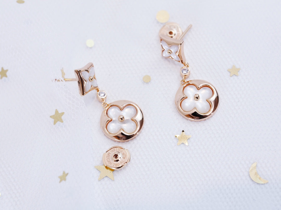 ミロ スター＆サン ピンクゴールドMOPドロップイヤリング