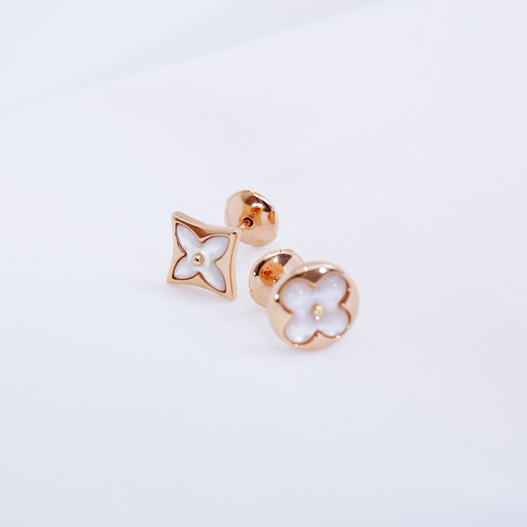Miro STAR AND SUN PINK GOLD MOP STUD EARRINGS