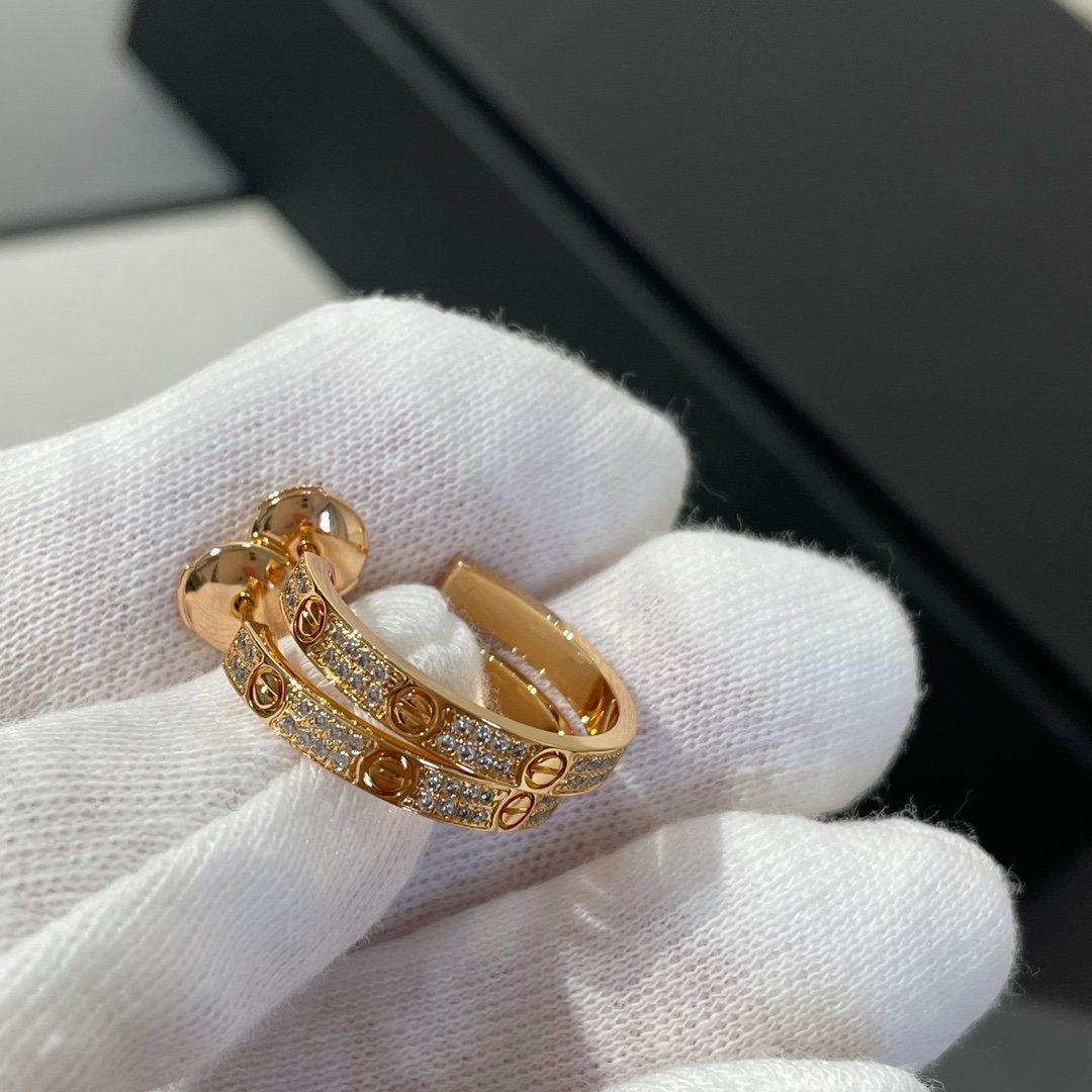 Miro LOVE DIAMOND PINK GOLD HOOP EARRINGS