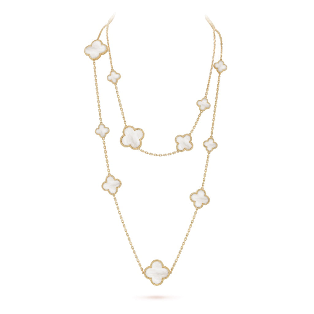 Miro CLOVER 16 MOTIF WHITE MOP GOLD ネックレス