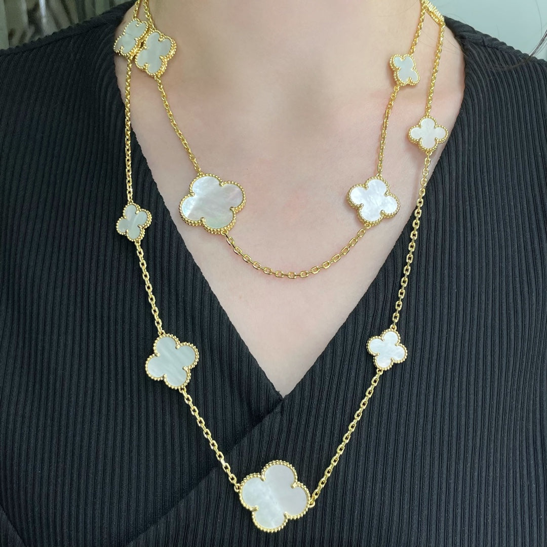 Miro CLOVER 16 MOTIF WHITE MOP GOLD ネックレス