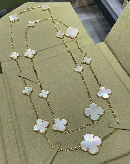 Miro CLOVER 16 MOTIF WHITE MOP GOLD ネックレス