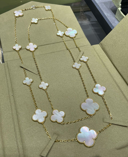 Miro CLOVER 16 MOTIF WHITE MOP GOLD ネックレス