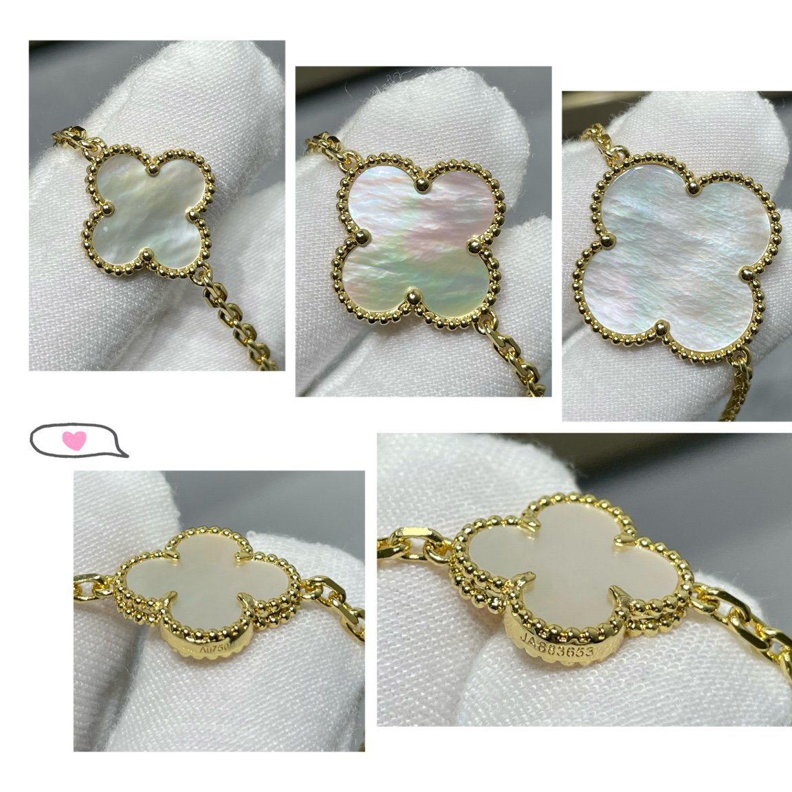 Miro CLOVER 16 MOTIF WHITE MOP GOLD ネックレス