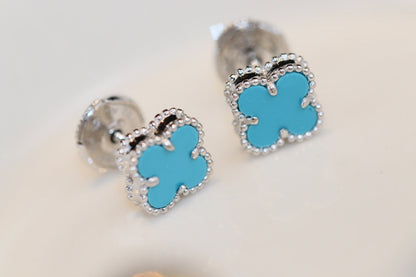 Miro CLOVER MINI TURQUOISE SILVER STUD EARRINGS