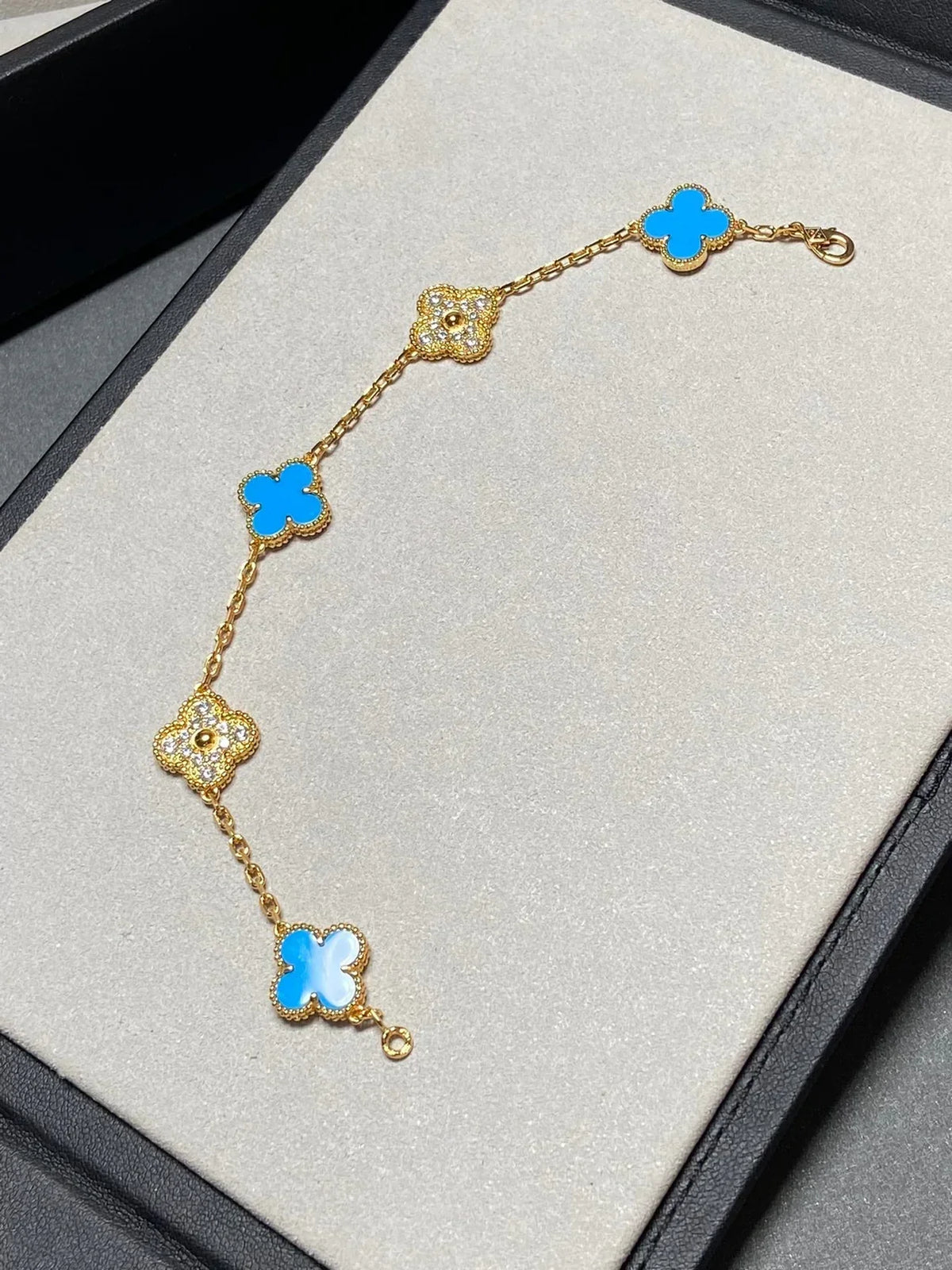 [Miro ]New CLOVER 5 MOTIF BLUE AGATE BRACELET COLLECTION