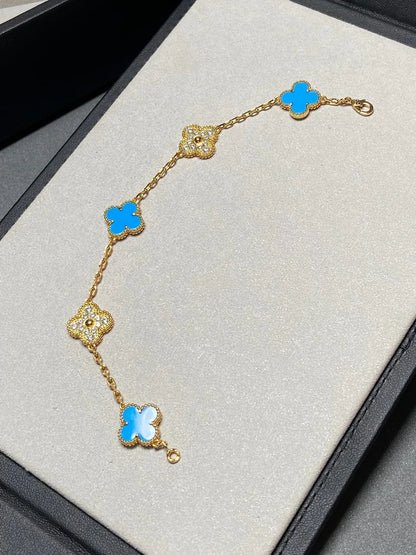 [Miro ]New CLOVER 5 MOTIF BLUE AGATE BRACELET COLLECTION