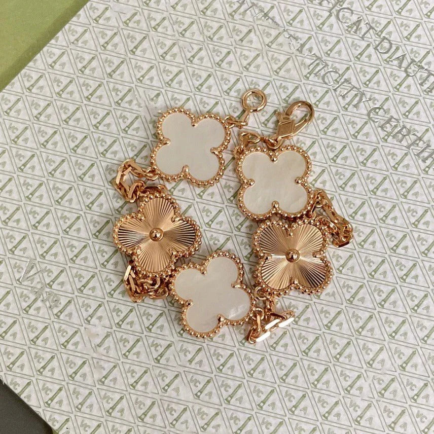 [Miro ]New CLOVER WHITE PEARL MOP 5 MOTIF BRACELET COLLECTION