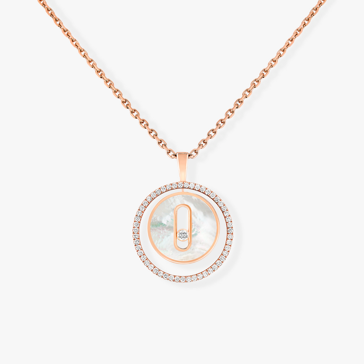 [Miro ]Miro  MOVE 1 DIAMOND WHITE MOTHER OF PEARL PINK GOLD DIAMOND NECKLACE