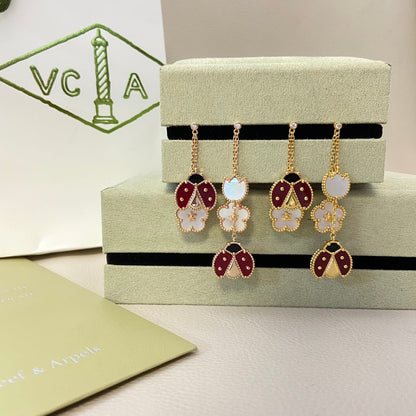 Miro LUCKY LADYBUG WHITE MOP EARRINGS