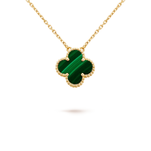 Miro CLOVER 15MM MALACHITE SINGLE FLOWER  NECKLACE