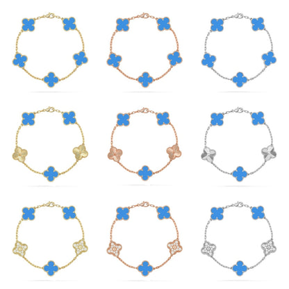[Miro ]New CLOVER 5 MOTIF BLUE AGATE BRACELET COLLECTION