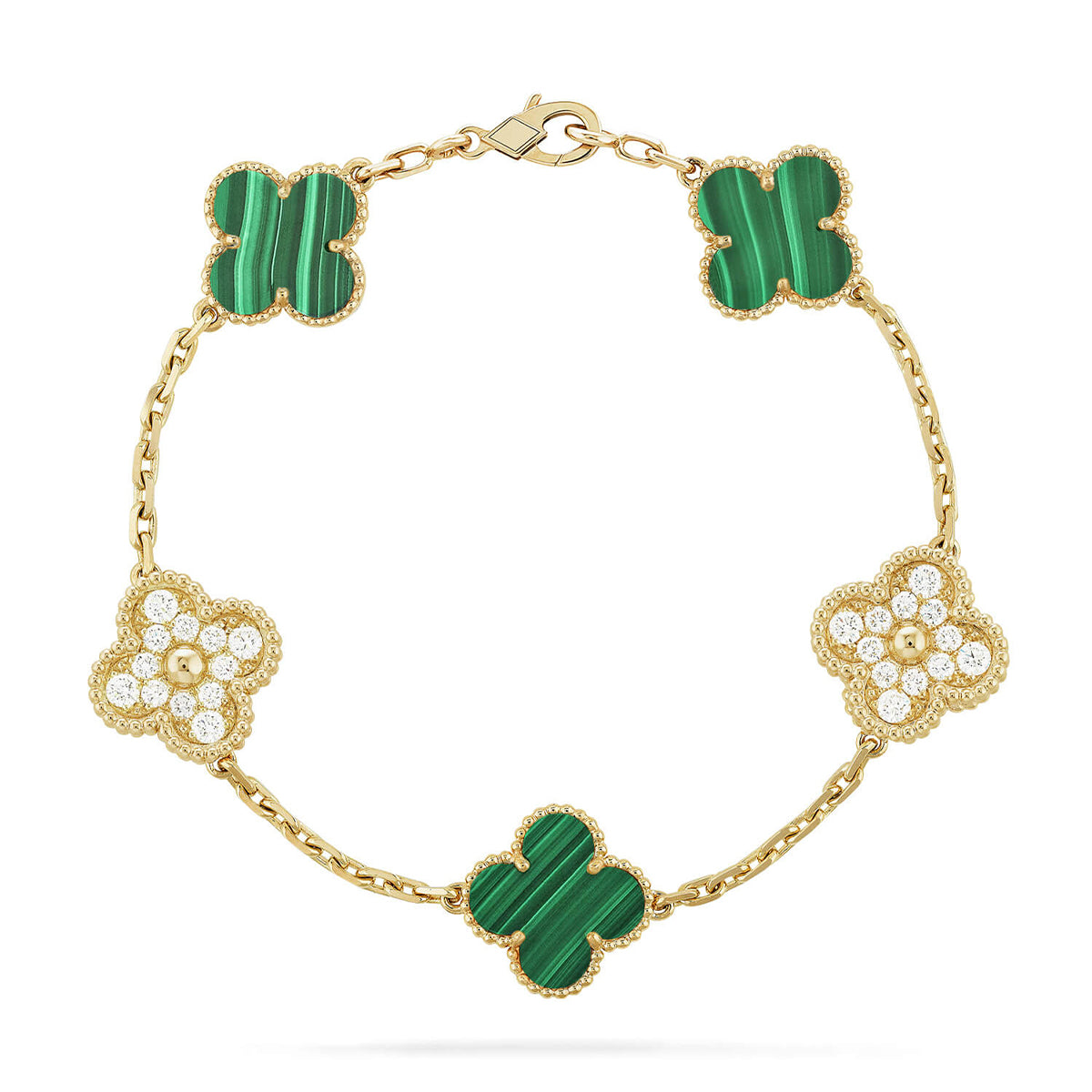 [Miro ]New  CLOVER 5 MOTIF MALACHITE BRACELET COLLECTION