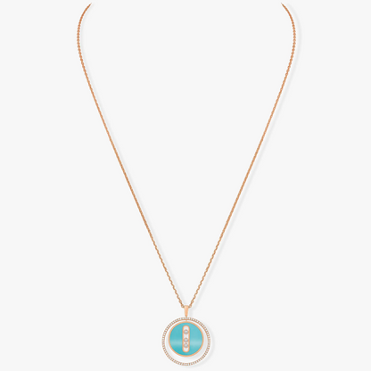 [Miro ]Miro  MOVE 3 DIAMONDS TURQUOISE PINK GOLD DIAMOND NECKLACE