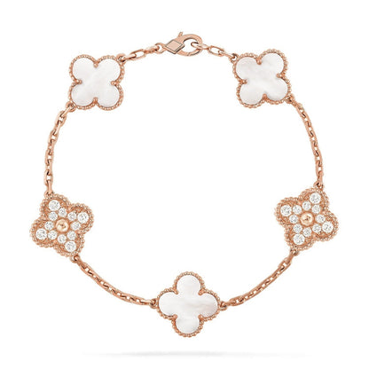 [Miro ]New CLOVER WHITE PEARL MOP 5 MOTIF BRACELET COLLECTION