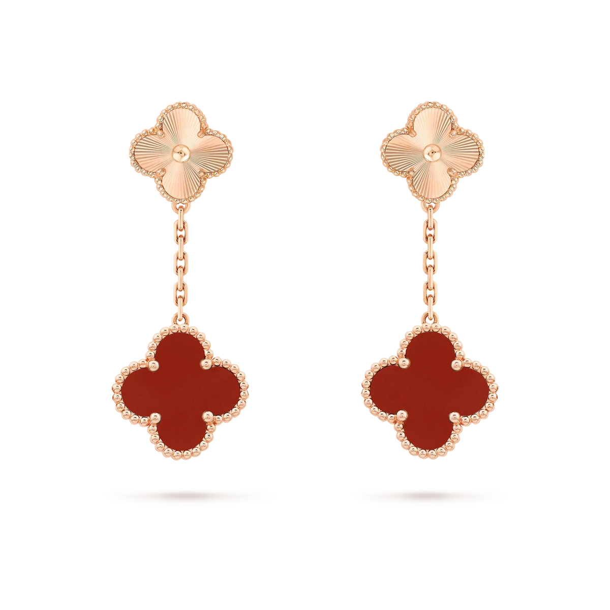 Miro CLOVER 2 MOTIF  LASER CARNELIAN EARRINGS