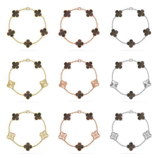 [Miro ]New CLOVER 5 MOTIF GRAY MOP BRACELET COLLECTION