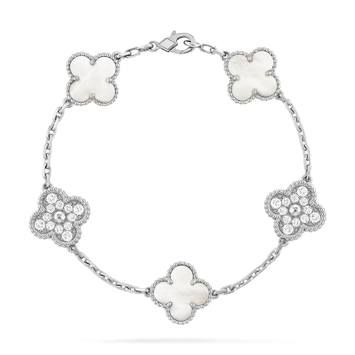 [Miro ]New CLOVER WHITE PEARL MOP 5 MOTIF BRACELET COLLECTION