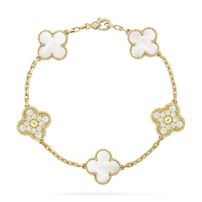 [Miro ]New CLOVER WHITE PEARL MOP 5 MOTIF BRACELET COLLECTION