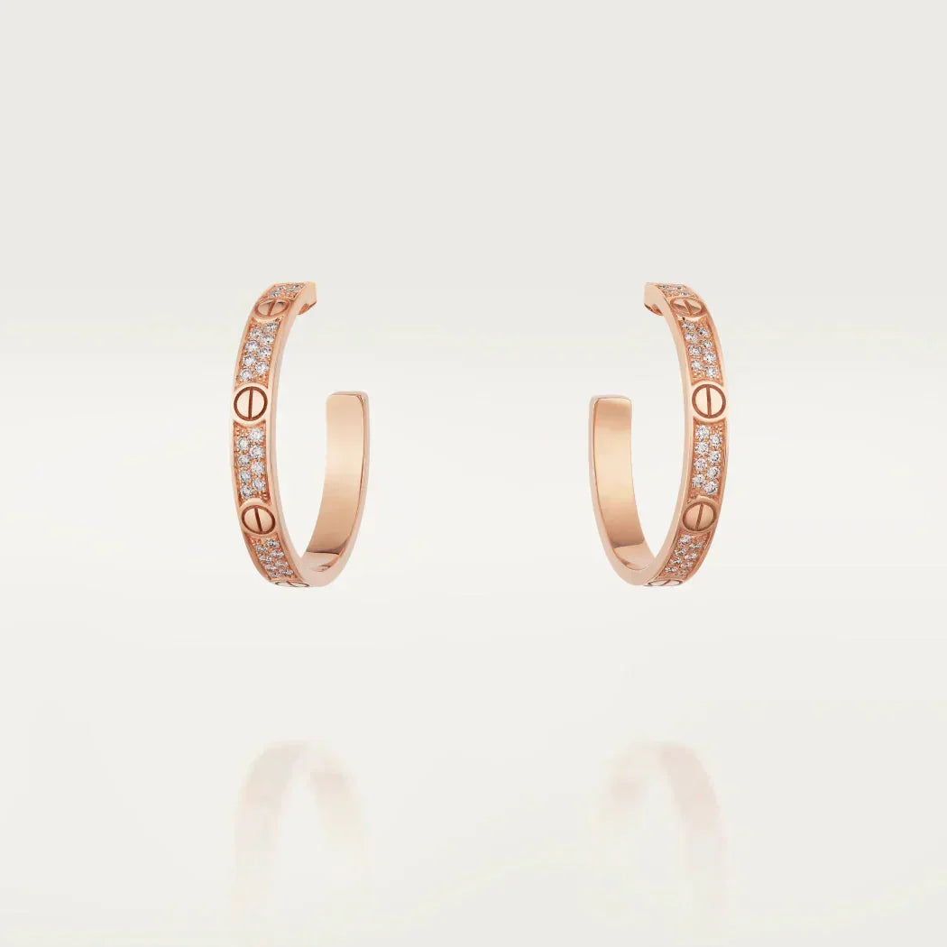 Miro LOVE DIAMOND PINK GOLD HOOP EARRINGS