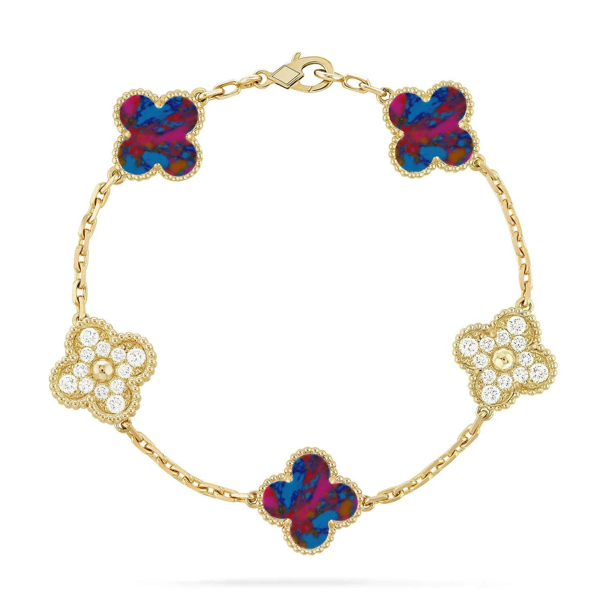 [Miro ]New CLOVER 5 MOTIF COLOR GEMSTONES BRACELET COLLECTION