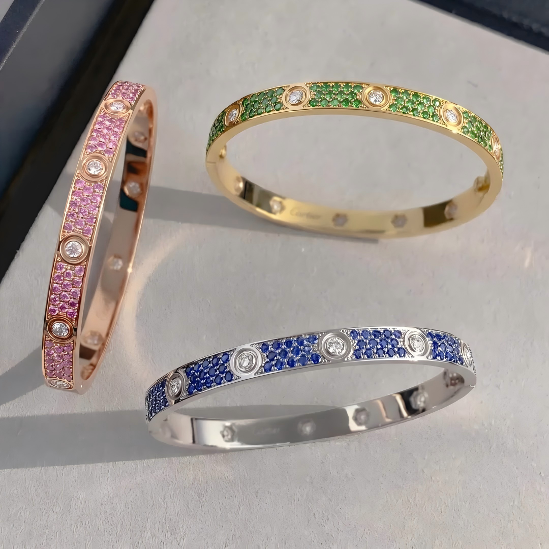 [Miro ] 2026 PAVE GEMSTONE LOVE BRACELET 6.1MM 10 DIAMONDS