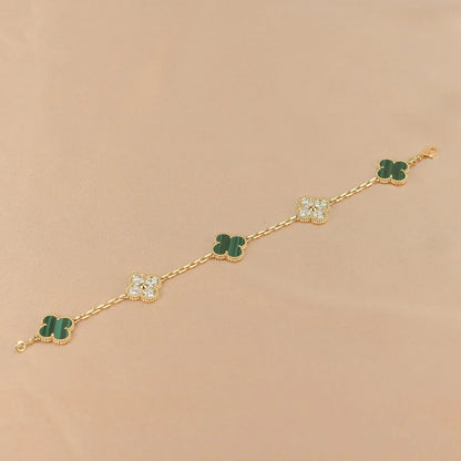 [Miro ]New  CLOVER 5 MOTIF MALACHITE BRACELET COLLECTION