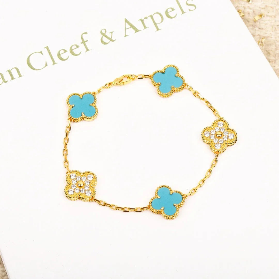 [Miro ]New  CLOVER 5 MOTIF TURQUOISE BRACELET COLLECTION