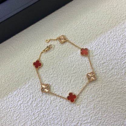 [Miro ]CLOVER 6 MOTIF RED AGATE LASER BRACELET