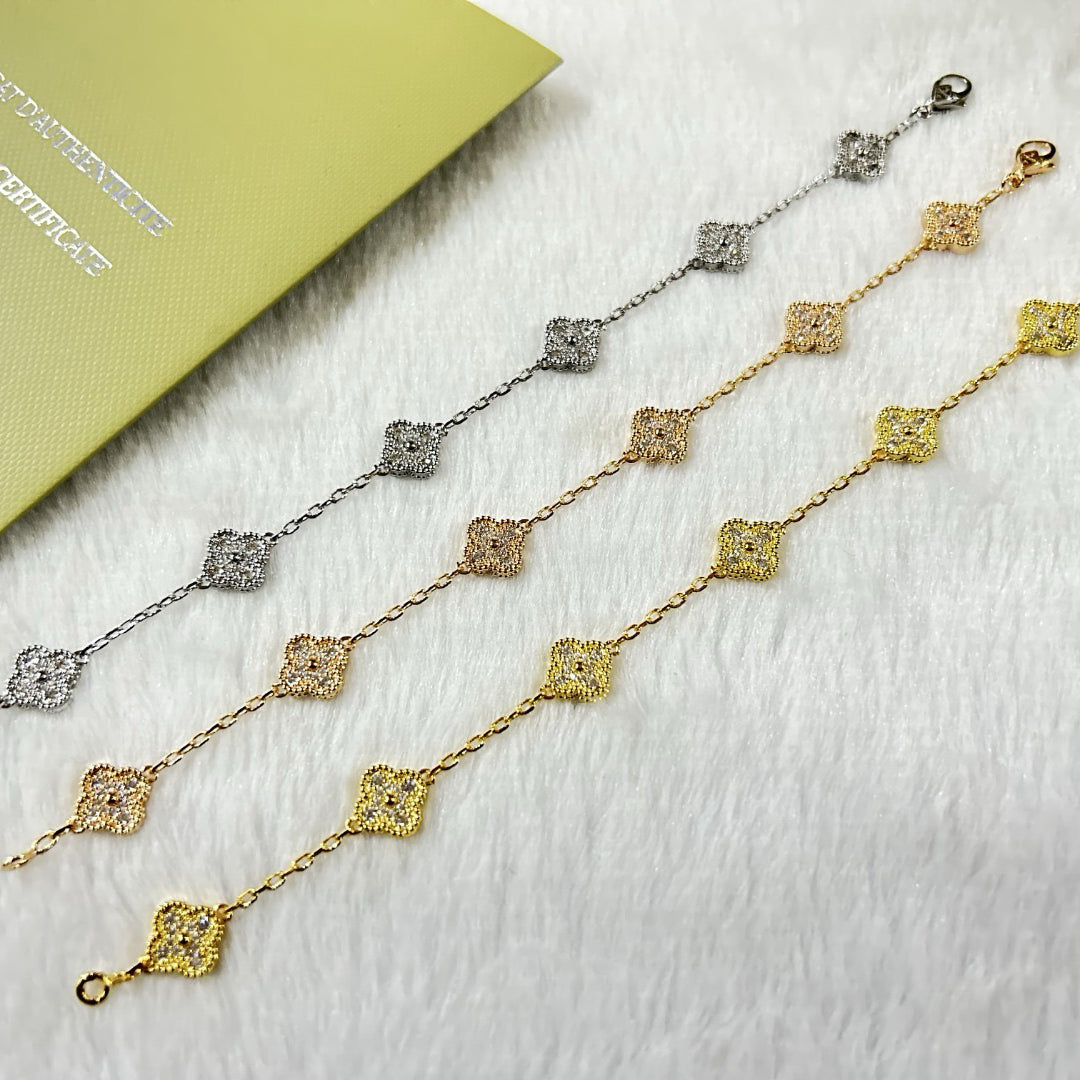 [Miro ]New CLOVER 6 MOTIF DIAMOND BRACELET