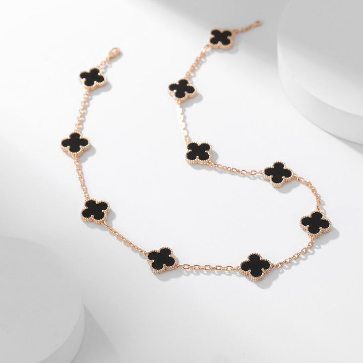Miro CLOVER 10 MOTIFS ONYX NECKLACE