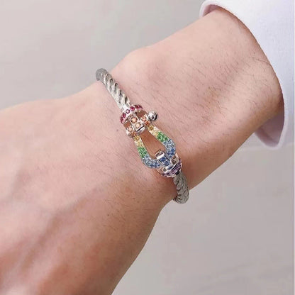 Miro FORC LARGE HORSESHOE  COLORED DIAMOND BRACELET SILVER