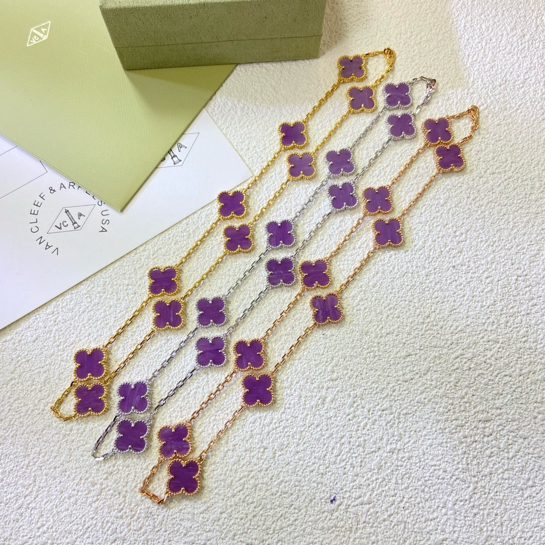 Miro CLOVER 10 MOTIFS  PURPLE VIOLET  NECKLACE