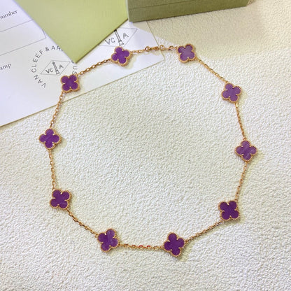 Miro CLOVER 10 MOTIFS  PURPLE VIOLET  NECKLACE