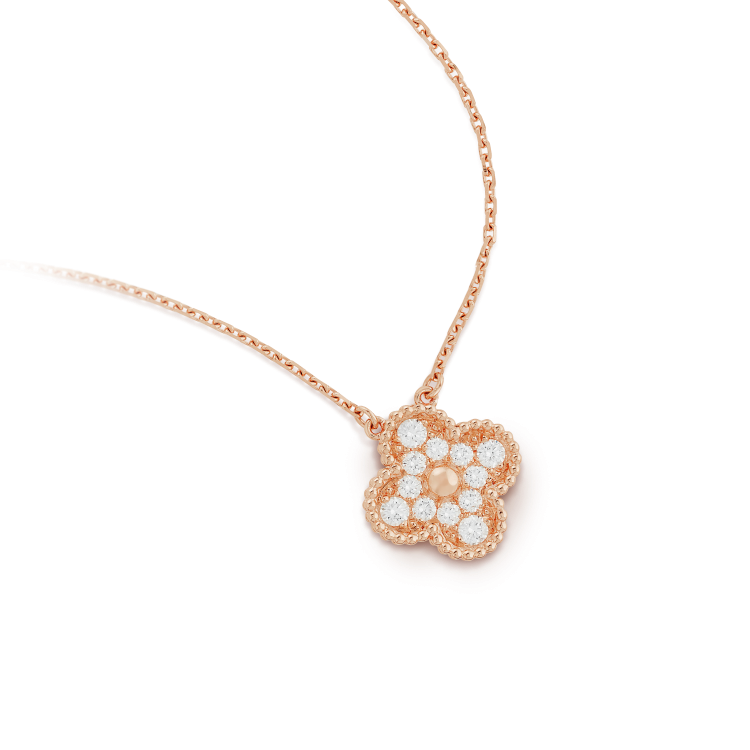 Miro クローバー 15MM ダイヤモンド シングル フラワー ネックレス