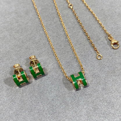 Miro POP H グリーンネックレス シルバー＆ゴールド