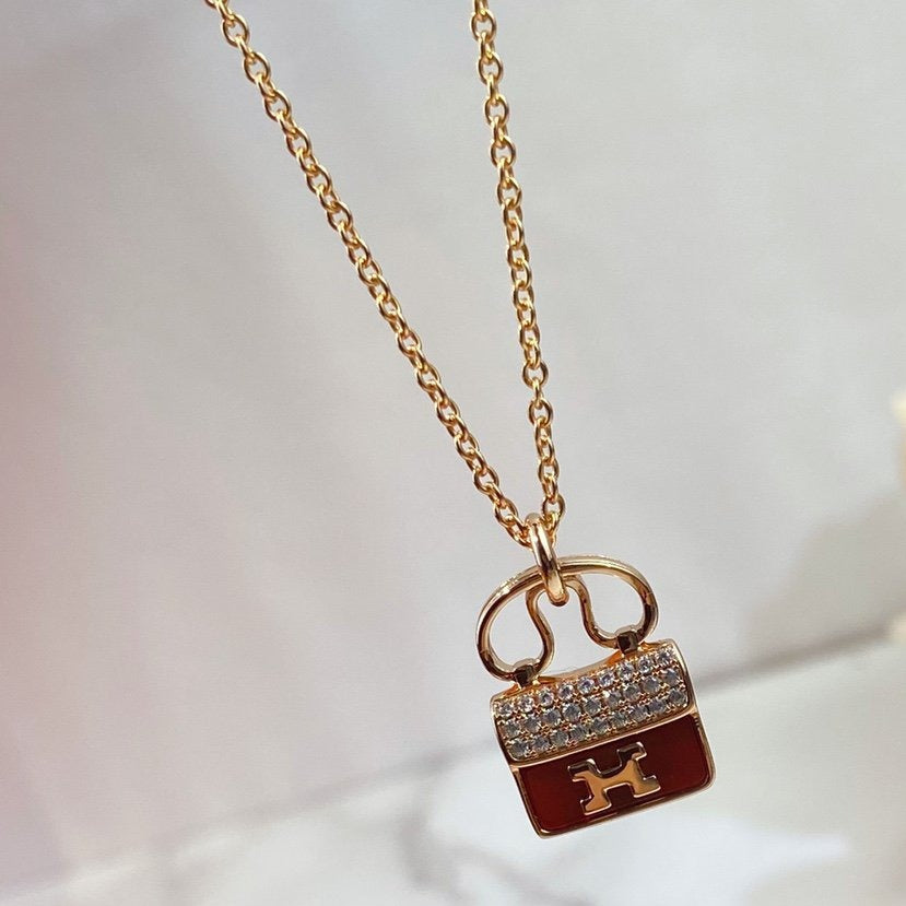 Miro CONSTANCE レッドペンダント ピンクゴールドネックレス