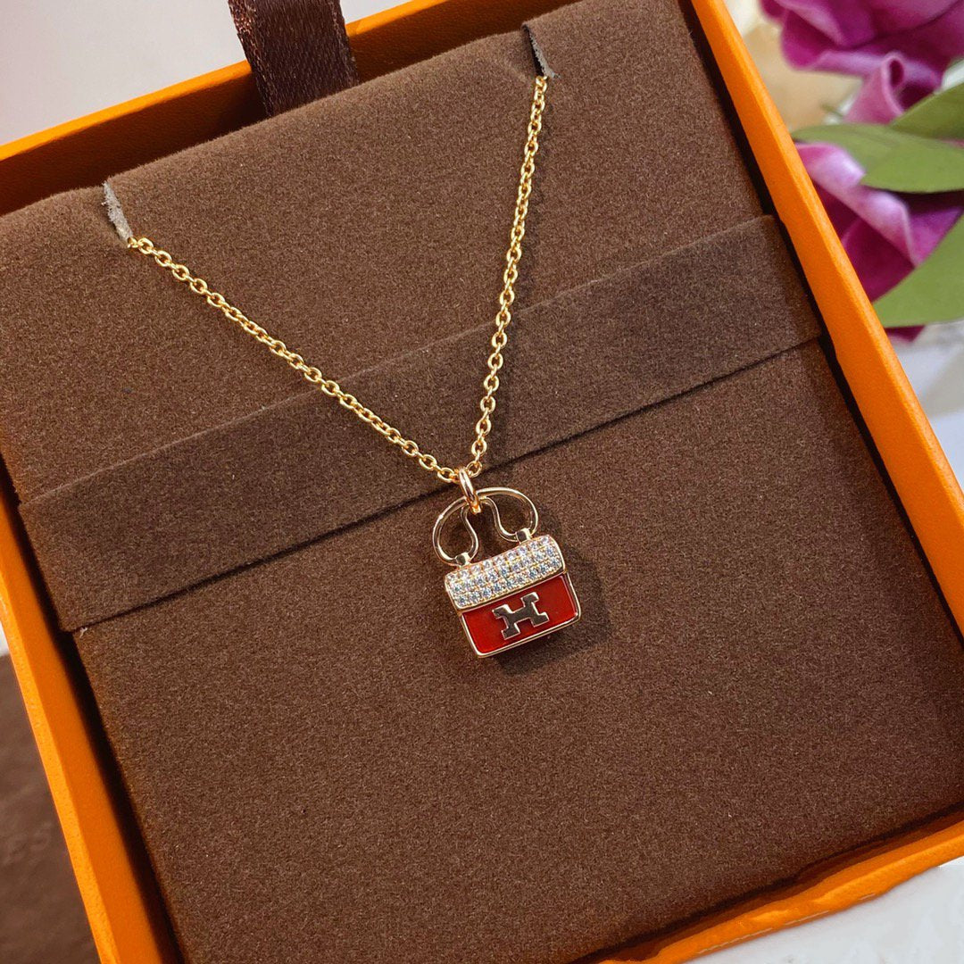 Miro CONSTANCE レッドペンダント ピンクゴールドネックレス