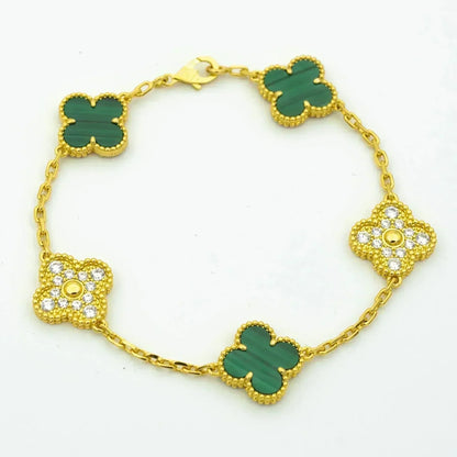 [Miro ]New  CLOVER 5 MOTIF MALACHITE BRACELET COLLECTION
